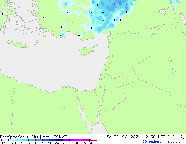 Precipitazione (12h) ECMWF sab 01.06.2024 00 UTC