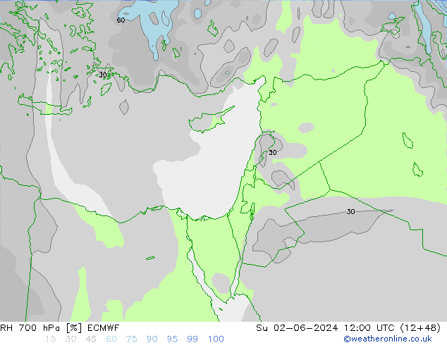 RH 700 hPa ECMWF  02.06.2024 12 UTC