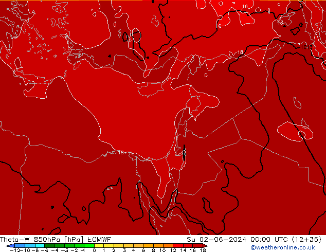 Theta-W 850hPa ECMWF dom 02.06.2024 00 UTC