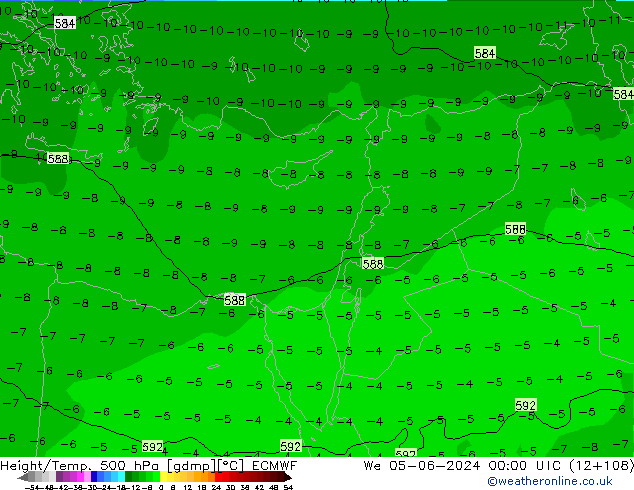 Z500/Rain (+SLP)/Z850 ECMWF mer 05.06.2024 00 UTC