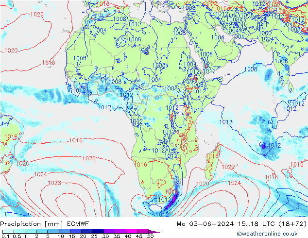 Srážky ECMWF Po 03.06.2024 18 UTC