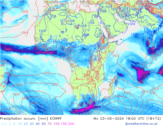 Precipitation accum. ECMWF Po 03.06.2024 18 UTC