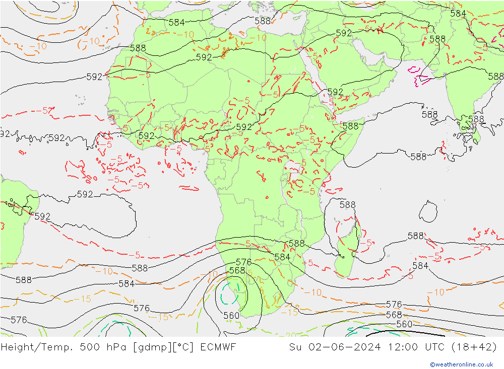 Z500/Rain (+SLP)/Z850 ECMWF Ne 02.06.2024 12 UTC