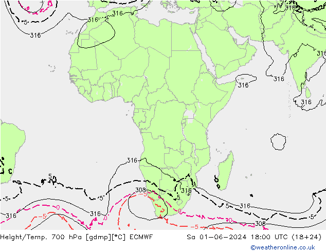 Yükseklik/Sıc. 700 hPa ECMWF Cts 01.06.2024 18 UTC