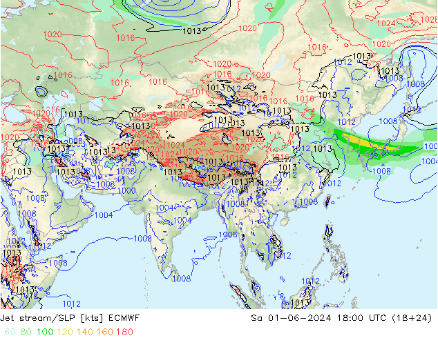 Jet Akımları/SLP ECMWF Cts 01.06.2024 18 UTC