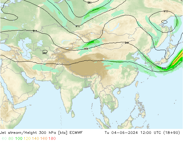 Corriente en chorro ECMWF mar 04.06.2024 12 UTC