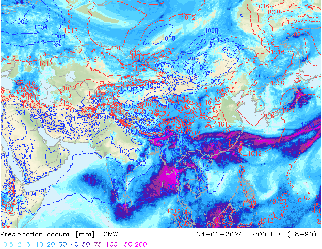 Toplam Yağış ECMWF Sa 04.06.2024 12 UTC
