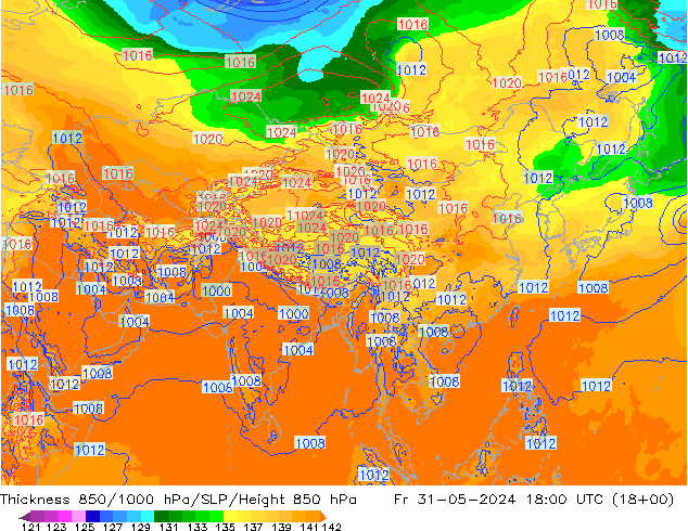 850-1000 hPa Kalınlığı ECMWF Cu 31.05.2024 18 UTC