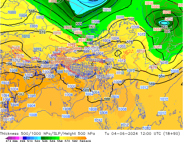 Dikte 500-1000hPa ECMWF di 04.06.2024 12 UTC