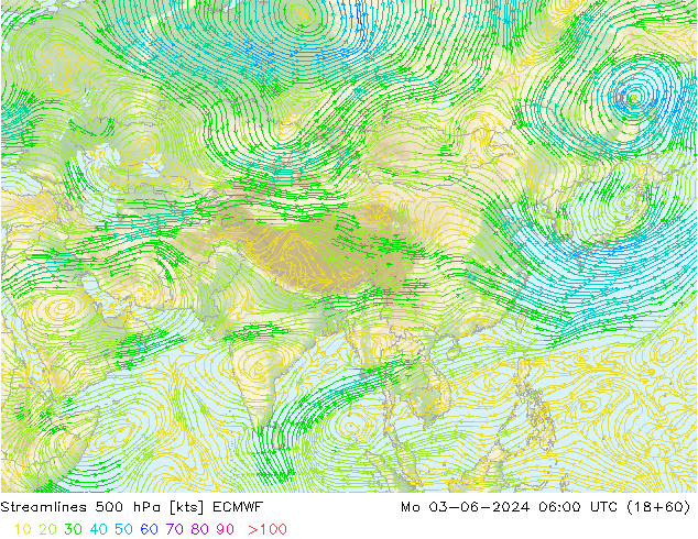 ветер 500 гПа ECMWF пн 03.06.2024 06 UTC