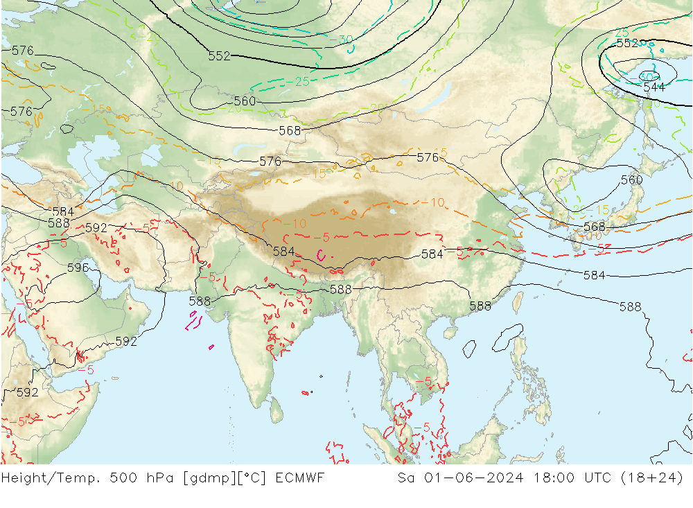 Z500/Yağmur (+YB)/Z850 ECMWF Cts 01.06.2024 18 UTC