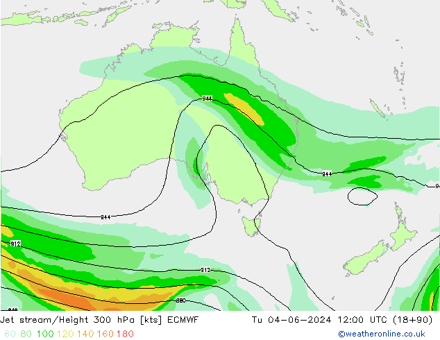 Prąd strumieniowy ECMWF wto. 04.06.2024 12 UTC