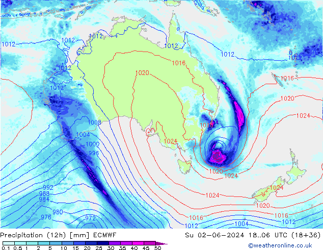 Yağış (12h) ECMWF Paz 02.06.2024 06 UTC