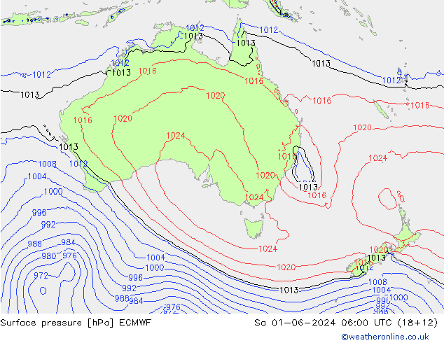 приземное давление ECMWF сб 01.06.2024 06 UTC