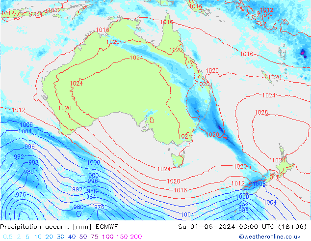 Precipitation accum. ECMWF Sáb 01.06.2024 00 UTC