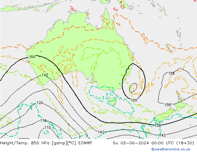 Hoogte/Temp. 850 hPa ECMWF zo 02.06.2024 00 UTC