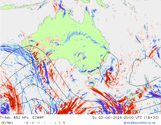 T-Adv. 850 hPa ECMWF dom 02.06.2024 00 UTC