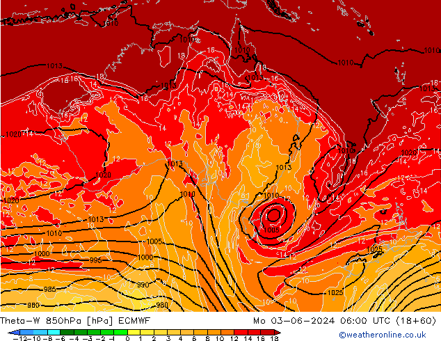 Theta-W 850hPa ECMWF Seg 03.06.2024 06 UTC