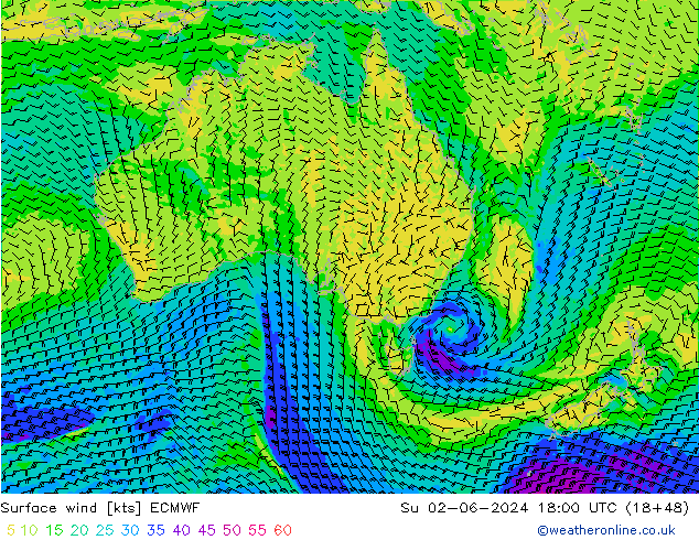 Surface wind ECMWF Ne 02.06.2024 18 UTC