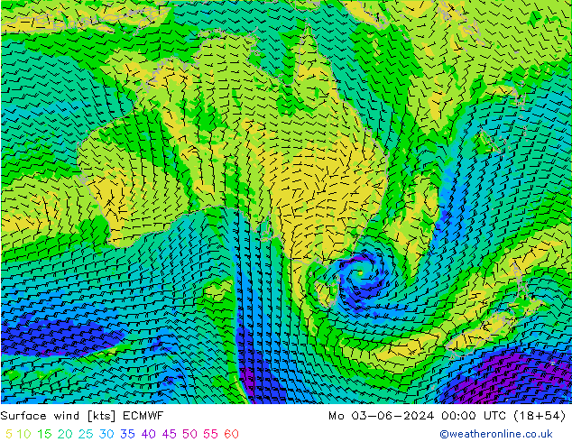 Wind 10 m ECMWF ma 03.06.2024 00 UTC