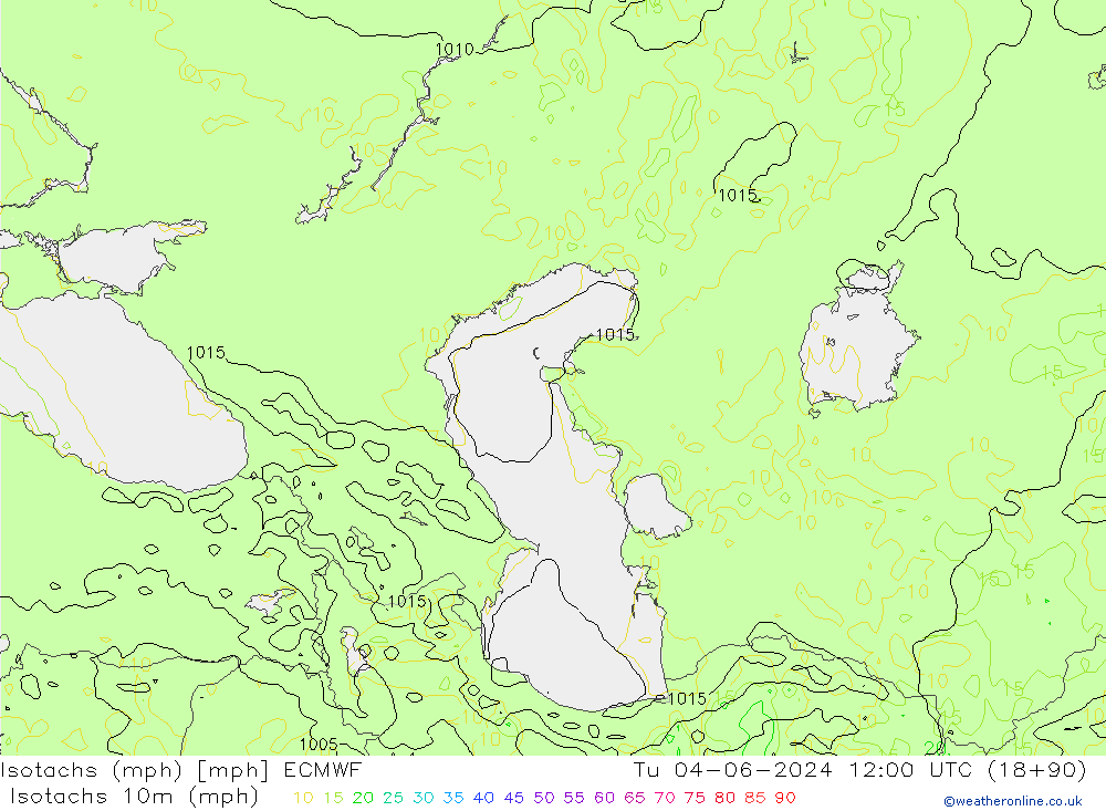 Eşrüzgar Hızları mph ECMWF Sa 04.06.2024 12 UTC