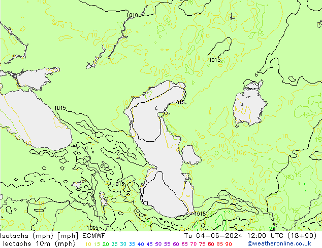 Isotachs (mph) ECMWF mar 04.06.2024 12 UTC