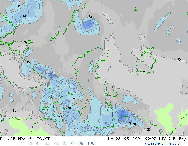 RH 925 hPa ECMWF Mo 03.06.2024 00 UTC