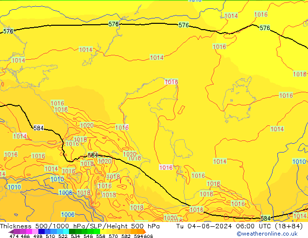 Espesor 500-1000 hPa ECMWF mar 04.06.2024 06 UTC