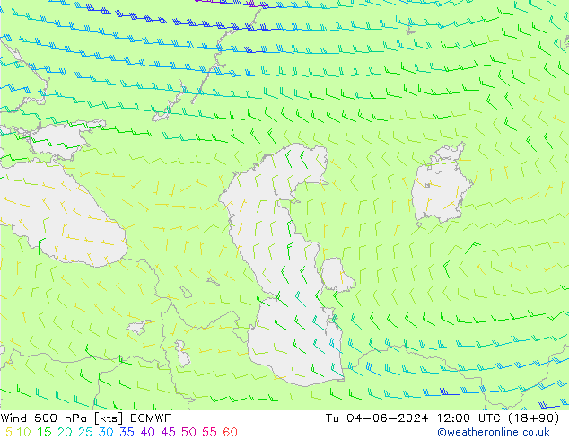 Wind 500 hPa ECMWF Di 04.06.2024 12 UTC