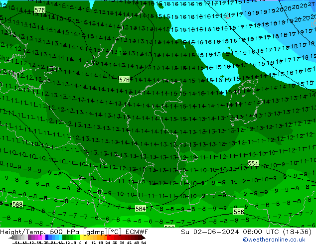 Z500/Rain (+SLP)/Z850 ECMWF Su 02.06.2024 06 UTC