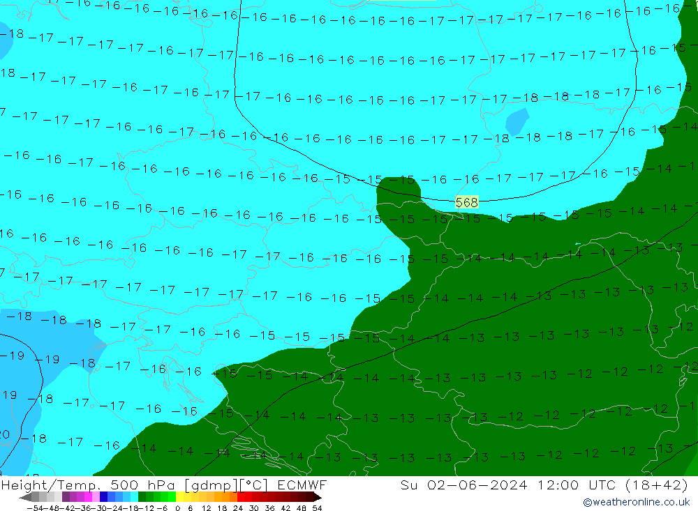 Z500/Rain (+SLP)/Z850 ECMWF Su 02.06.2024 12 UTC