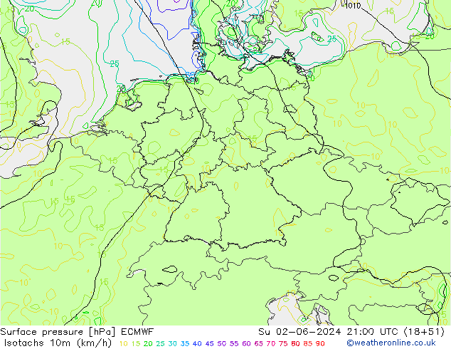 Isotachs (kph) ECMWF Su 02.06.2024 21 UTC