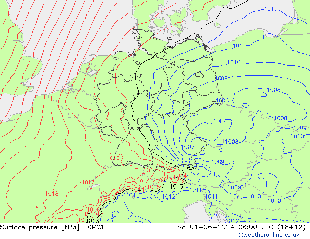 Atmosférický tlak ECMWF So 01.06.2024 06 UTC