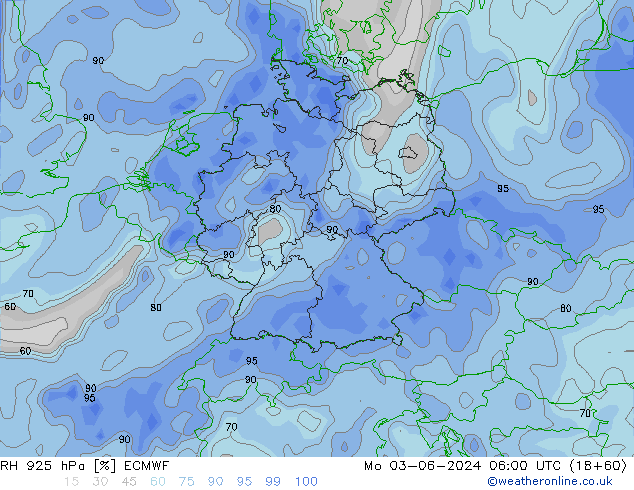 RH 925 hPa ECMWF Po 03.06.2024 06 UTC