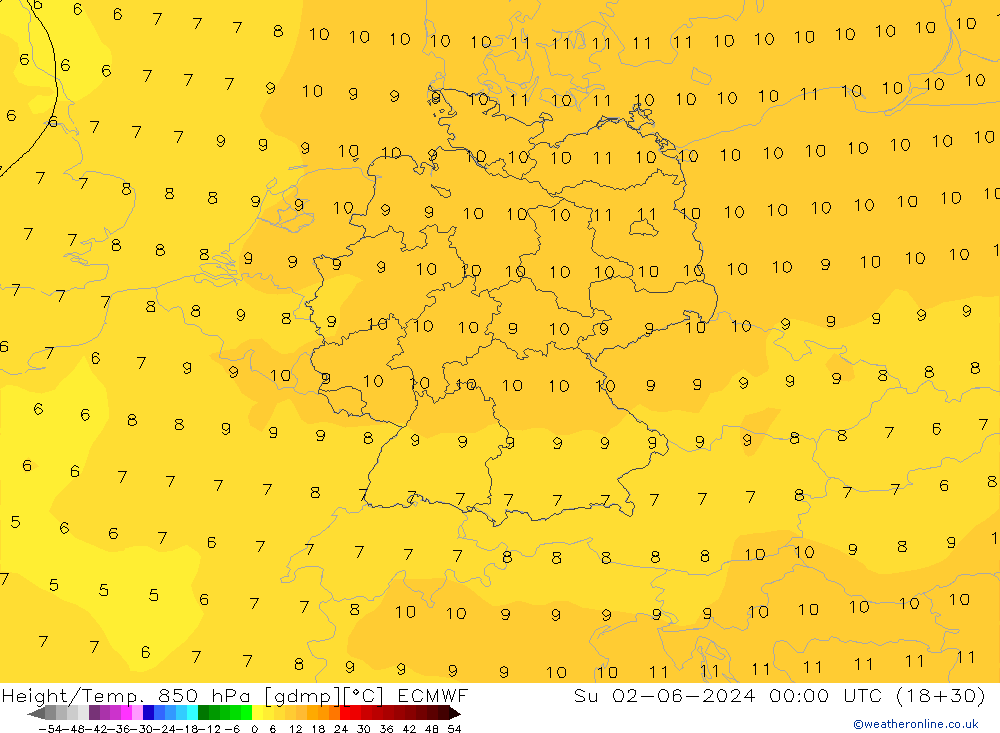 Z500/Rain (+SLP)/Z850 ECMWF Su 02.06.2024 00 UTC