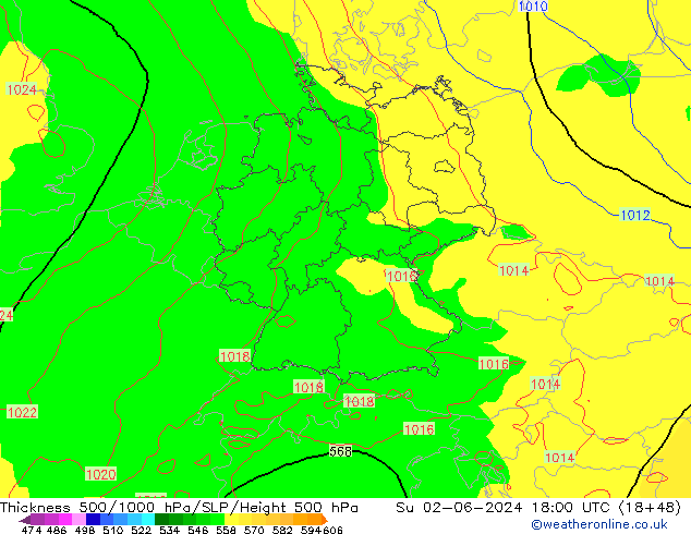 Thck 500-1000hPa ECMWF Su 02.06.2024 18 UTC