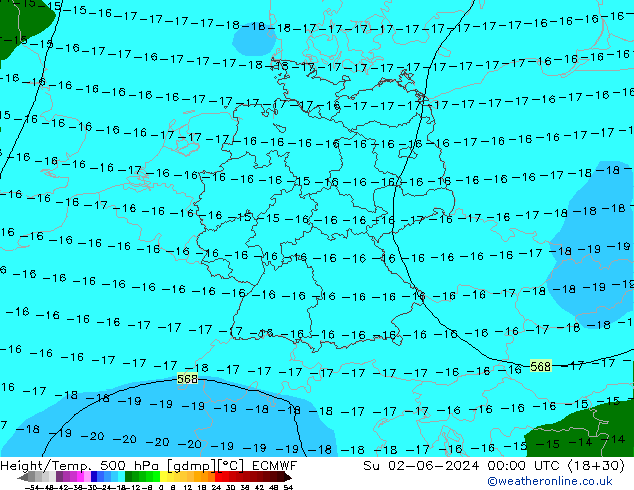 Z500/Rain (+SLP)/Z850 ECMWF dom 02.06.2024 00 UTC