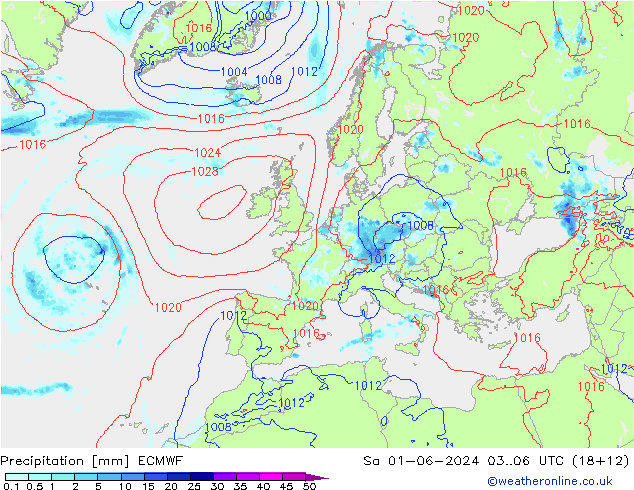 Precipitation ECMWF Sa 01.06.2024 06 UTC