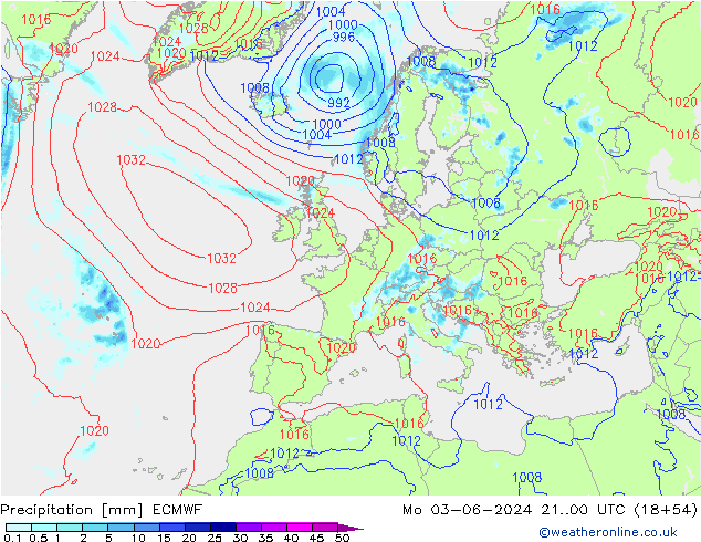 осадки ECMWF пн 03.06.2024 00 UTC