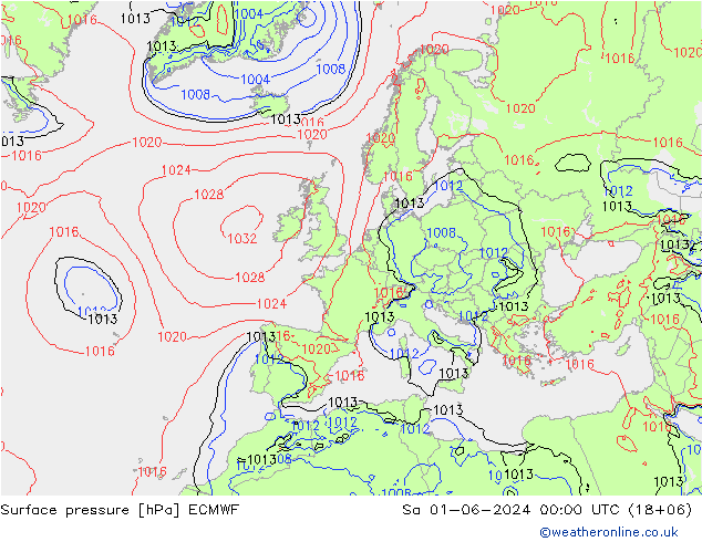 ciśnienie ECMWF so. 01.06.2024 00 UTC