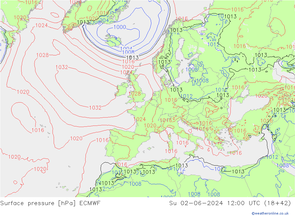 ciśnienie ECMWF nie. 02.06.2024 12 UTC