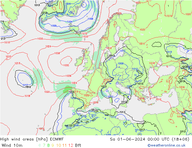 High wind areas ECMWF sab 01.06.2024 00 UTC