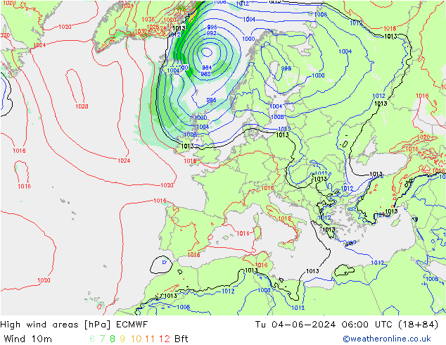 High wind areas ECMWF Tu 04.06.2024 06 UTC