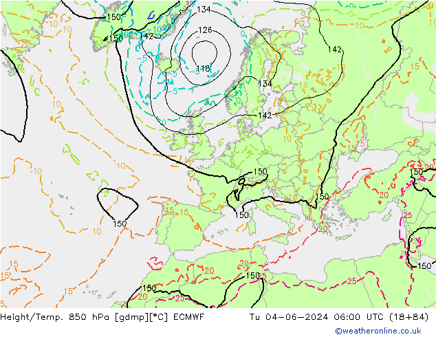 Height/Temp. 850 hPa ECMWF mar 04.06.2024 06 UTC