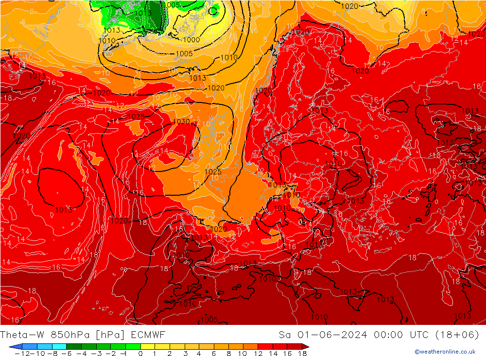 Theta-W 850hPa ECMWF Sáb 01.06.2024 00 UTC