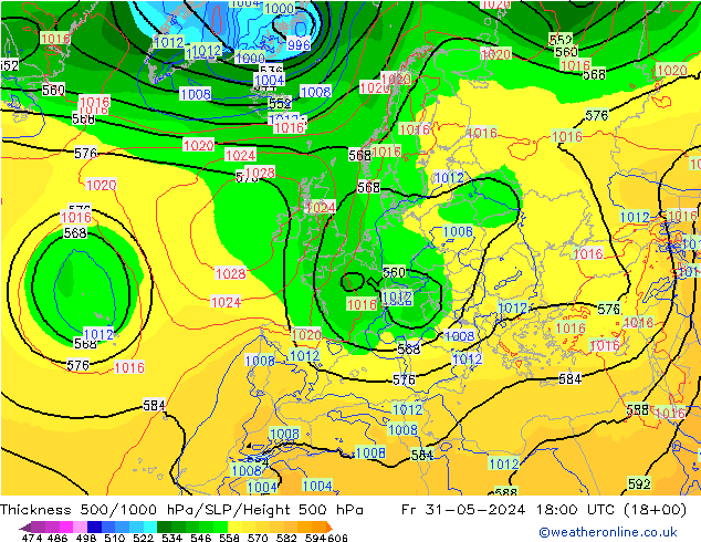 Thck 500-1000hPa ECMWF ven 31.05.2024 18 UTC