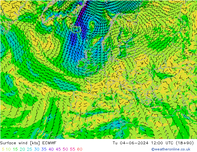 Vento 10 m ECMWF Ter 04.06.2024 12 UTC