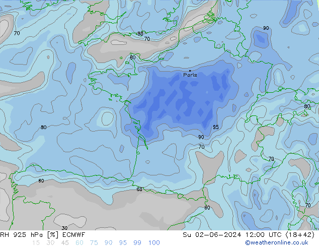 RH 925 hPa ECMWF  02.06.2024 12 UTC