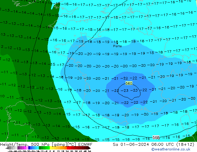 Z500/Rain (+SLP)/Z850 ECMWF sam 01.06.2024 06 UTC