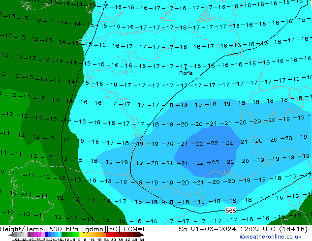 Z500/Rain (+SLP)/Z850 ECMWF  01.06.2024 12 UTC